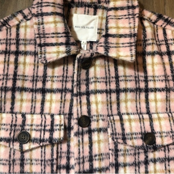 Avec Les Filles Pink Plaid Shacket - Picture 3 of 16